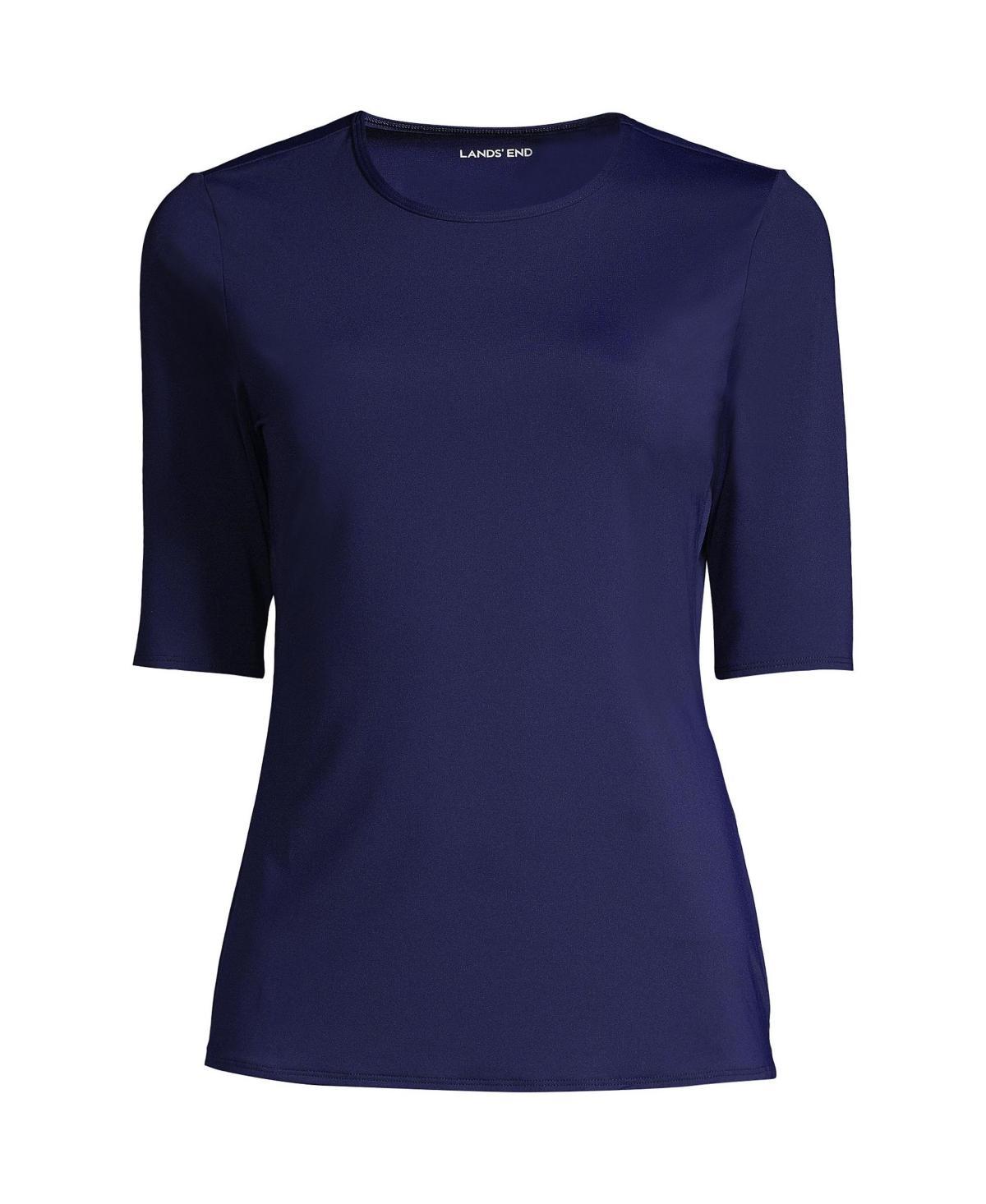 Womens Lands End UPF 50 Elbow-Sleeve Rash Guard Swim Tee Product Image