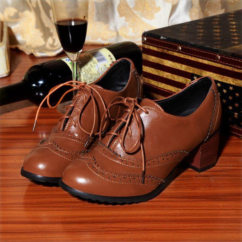 Block Heel Oxford Shoes Product Image