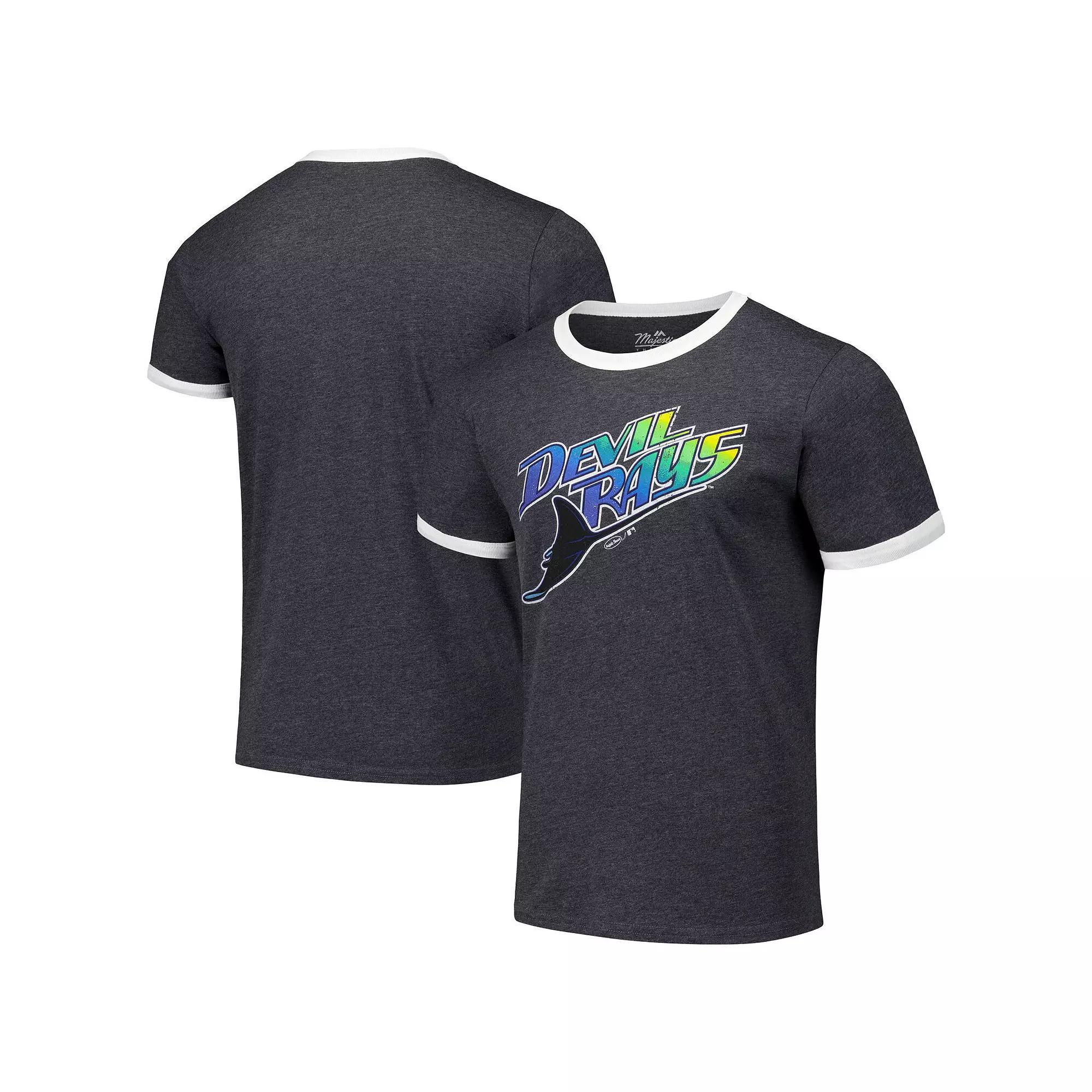 Men's Majestic Threads Black Tampa Bay Rays Ringer Tri-Blend T-Shirt, Size: XL Product Image