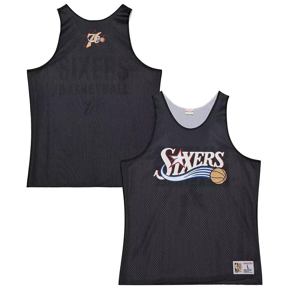 Men's Mitchell & Ness Black/White Philadelphia 76ers Hardwood Classics Reversible Mesh Practice Jersey, Size: 3XL, 76r Black Product Image
