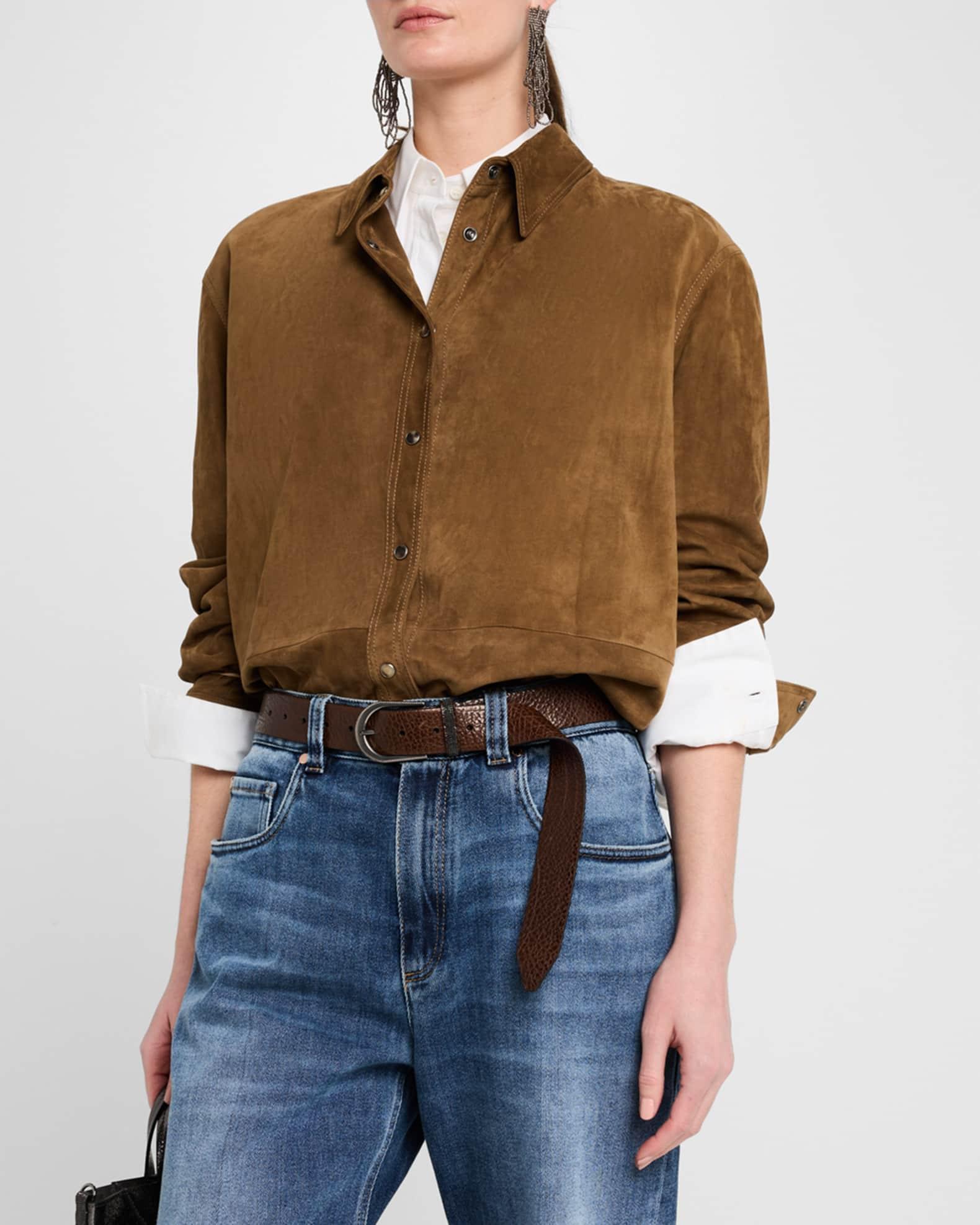 Suede Button-Down Shirt Jacket Product Image