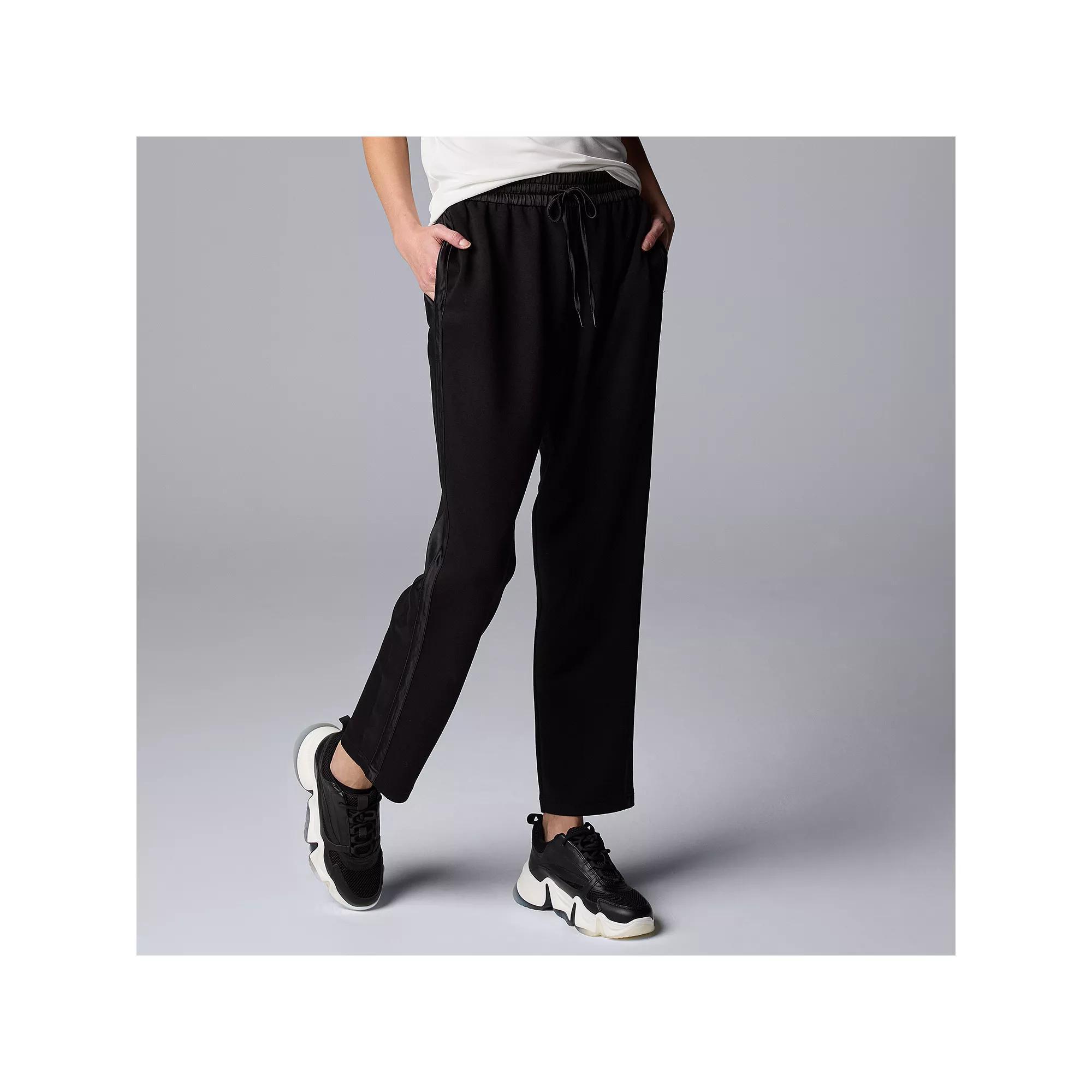 Women's Simply Vera Vera Wang Mixed Media Tapered Pants, Size: XL, Black Product Image