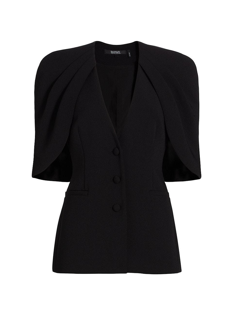 Womens Crepe V-Neck Button-Front Blouse Product Image