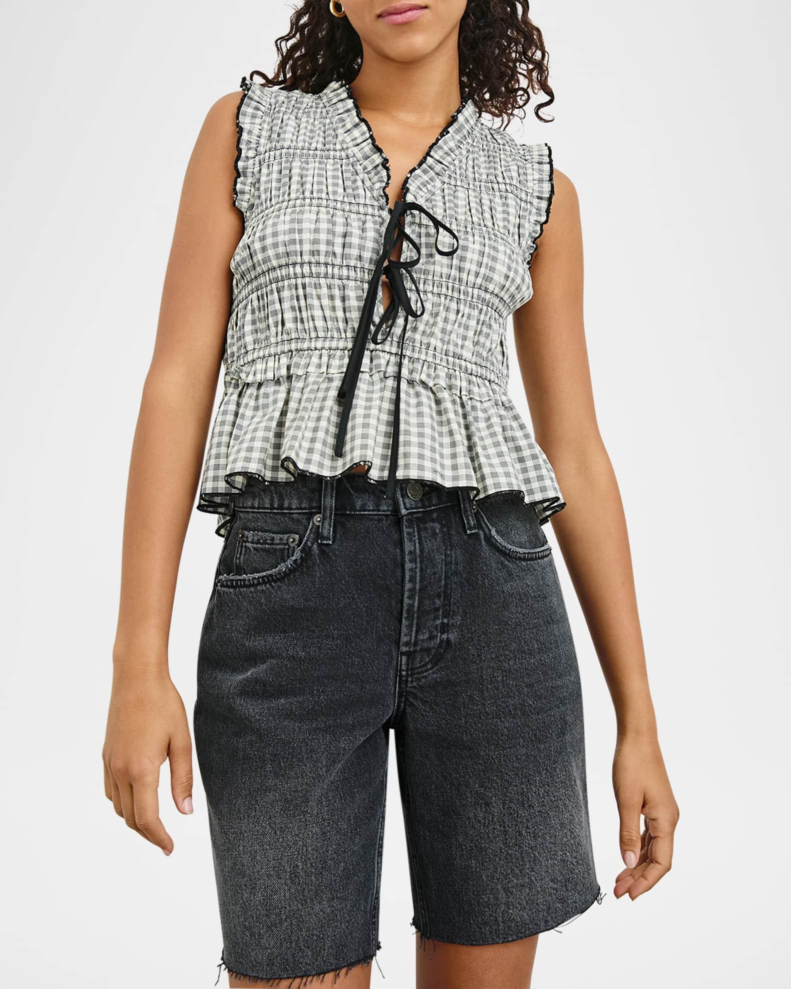 Martine Gingham Tie-Front Blouse Product Image