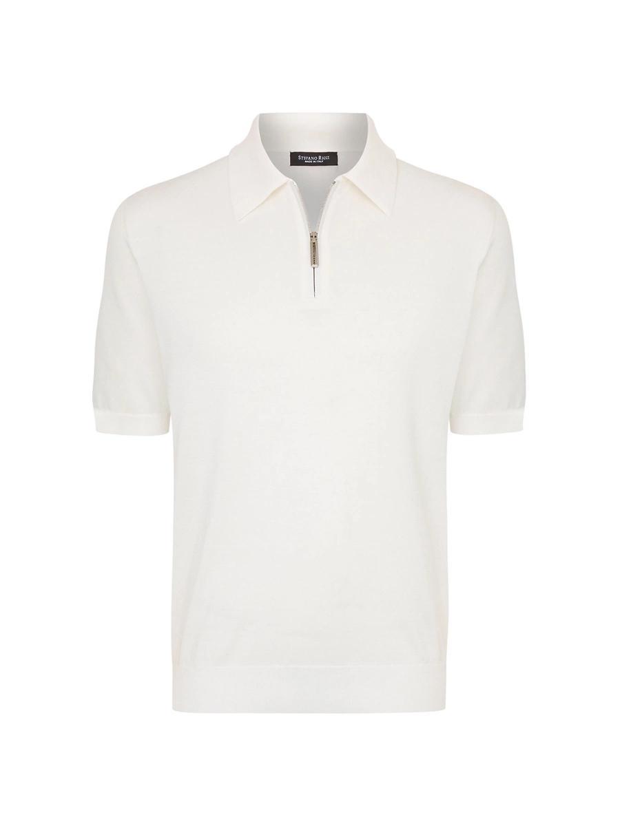 Mens Silk and Crocodile Zip Polo Shirt Product Image