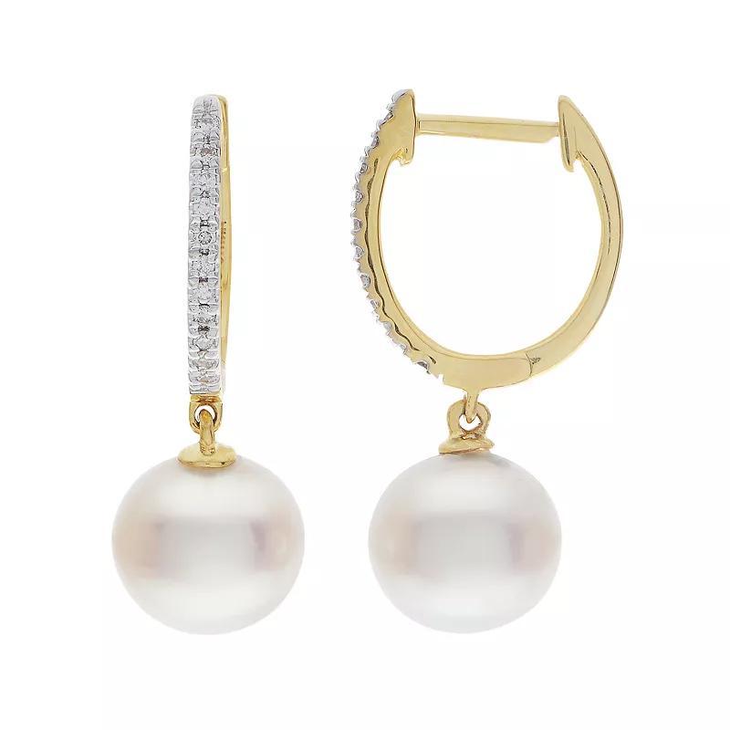 PearLustre by Imperial 14k Gold Freshwater Cultured Pearl & Diamond Accent Drop Earrings, Womens, White Product Image