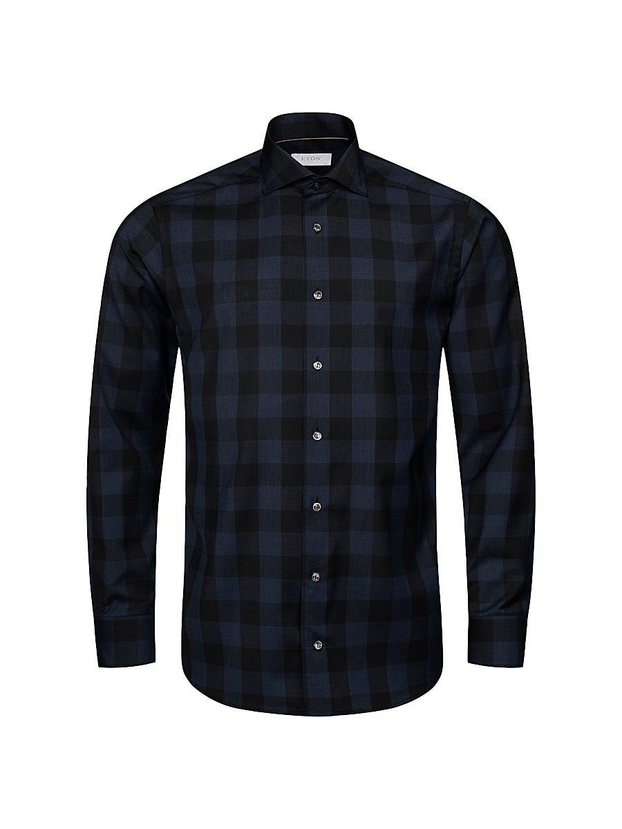 Men's Elevated Merino Wool Houndstooth Contemporary-Fit Dress Shirt Product Image