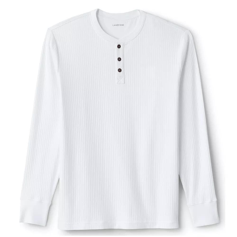 Men's Lands' End Ribbed Pajama Sleep Henley, Size: XL, White Product Image