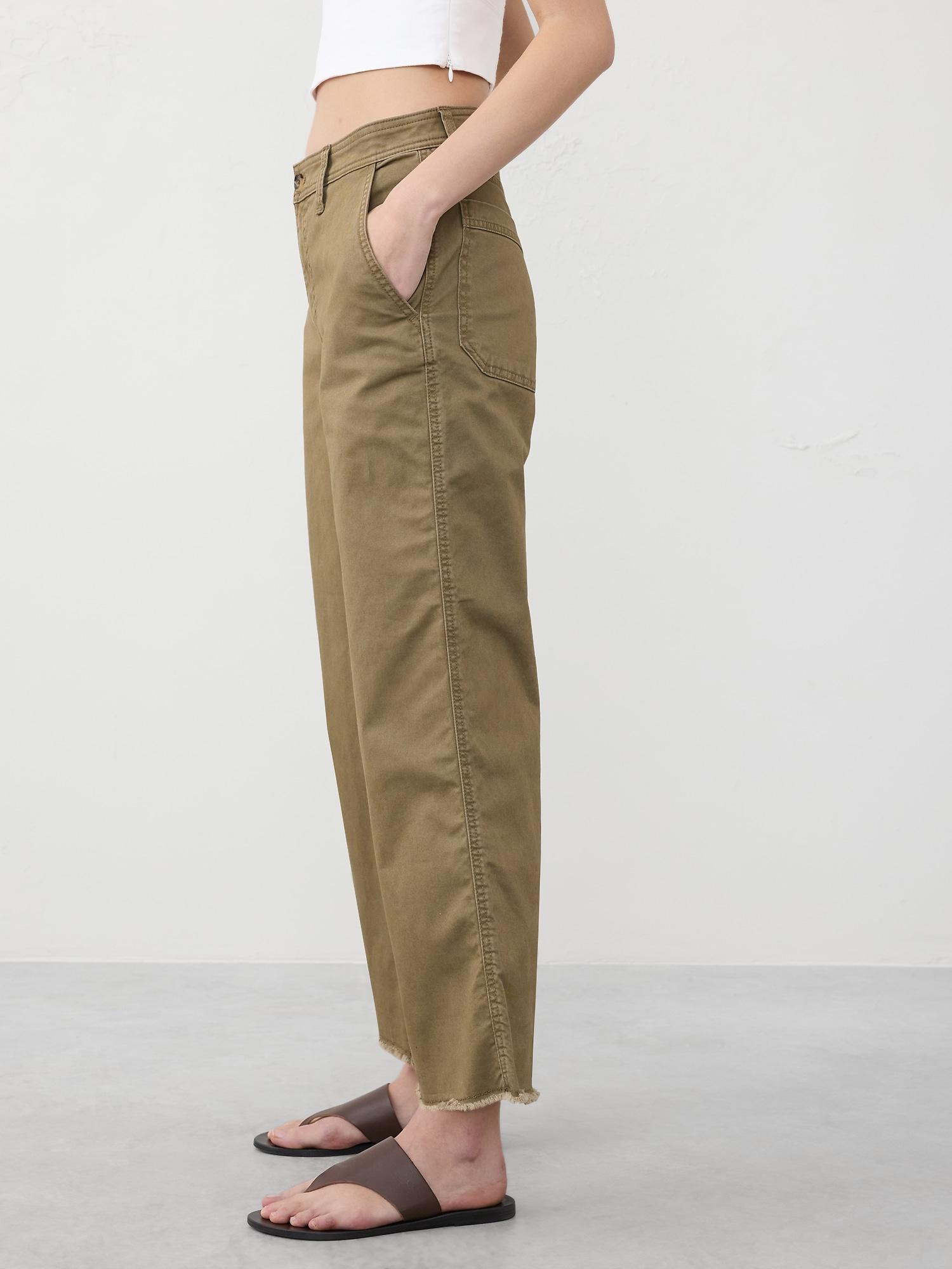 Wide-Leg High-Rise Cropped Chino Product Image