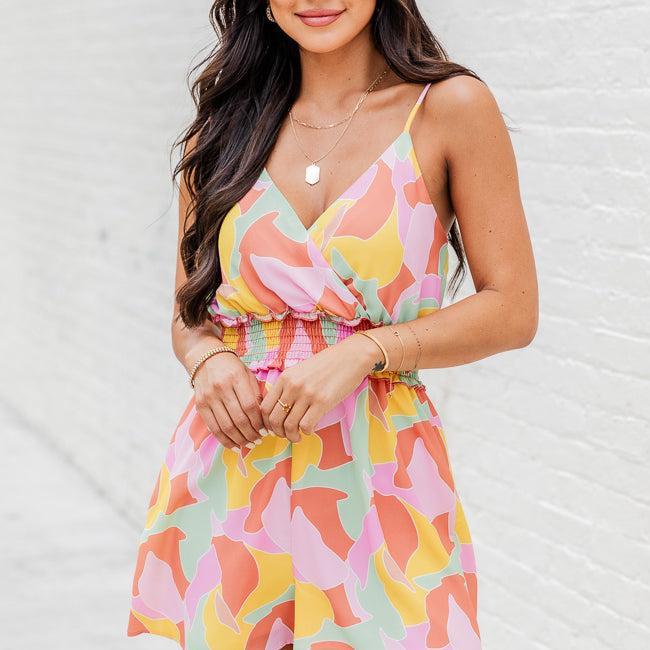 Time Slipped Away Multi Printed Abstract Tank Romper FINAL SALE Product Image