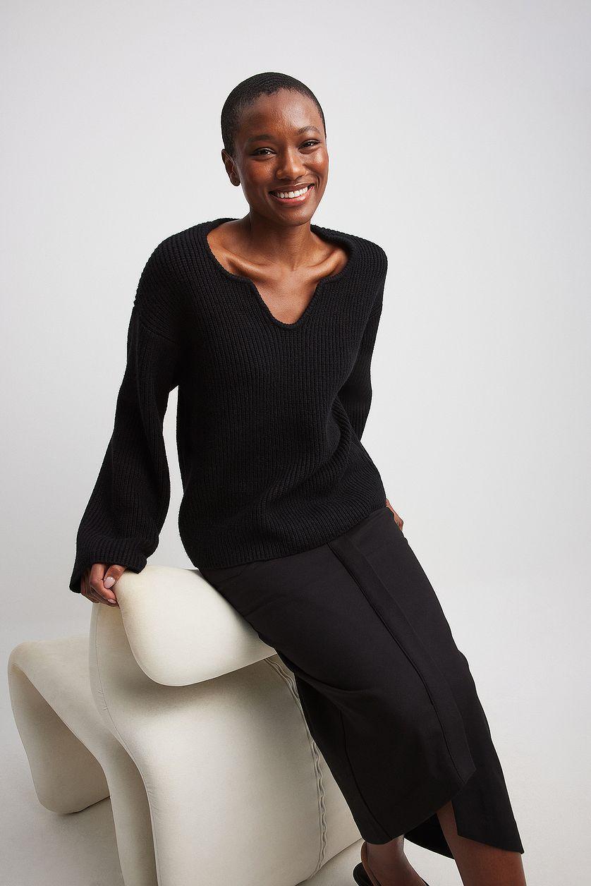 Overlap Front Slit Midi Skirt Product Image