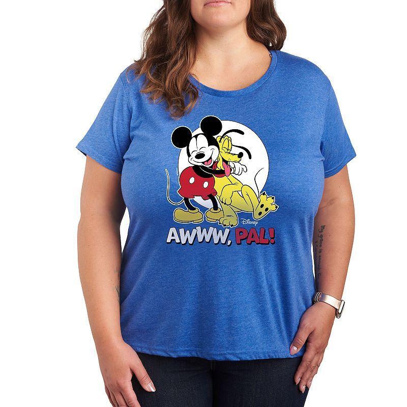 Disneys Mickey Mouse & Pluto Plus Size Awww Pal Graphic Tee, Womens Grey Gray Product Image