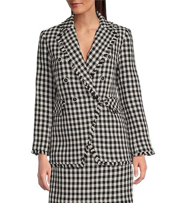 tyler boe Coordinating Tommy Check Pattern Notch Lapel Long Sleeve Button Front Blazer Product Image
