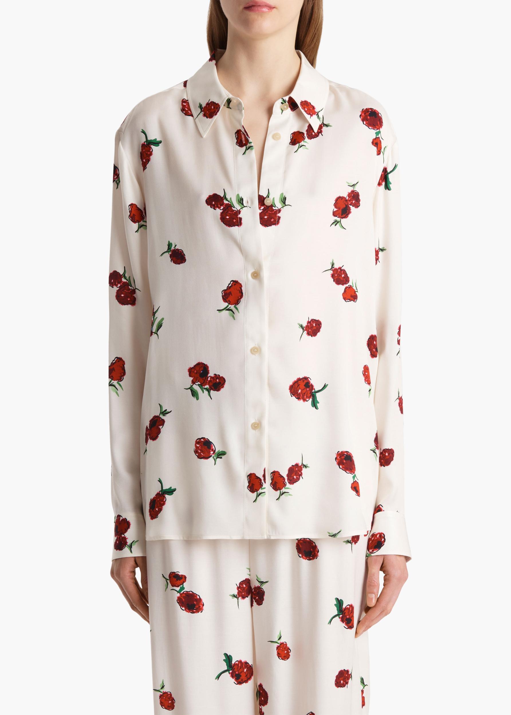 Argo Top in Cream with Raspberry Print Product Image