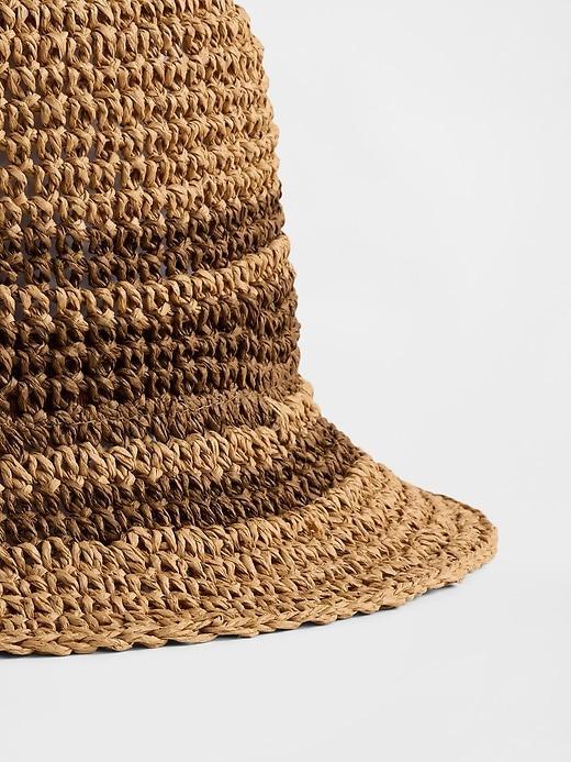 Striped Straw Bucket Hat Product Image