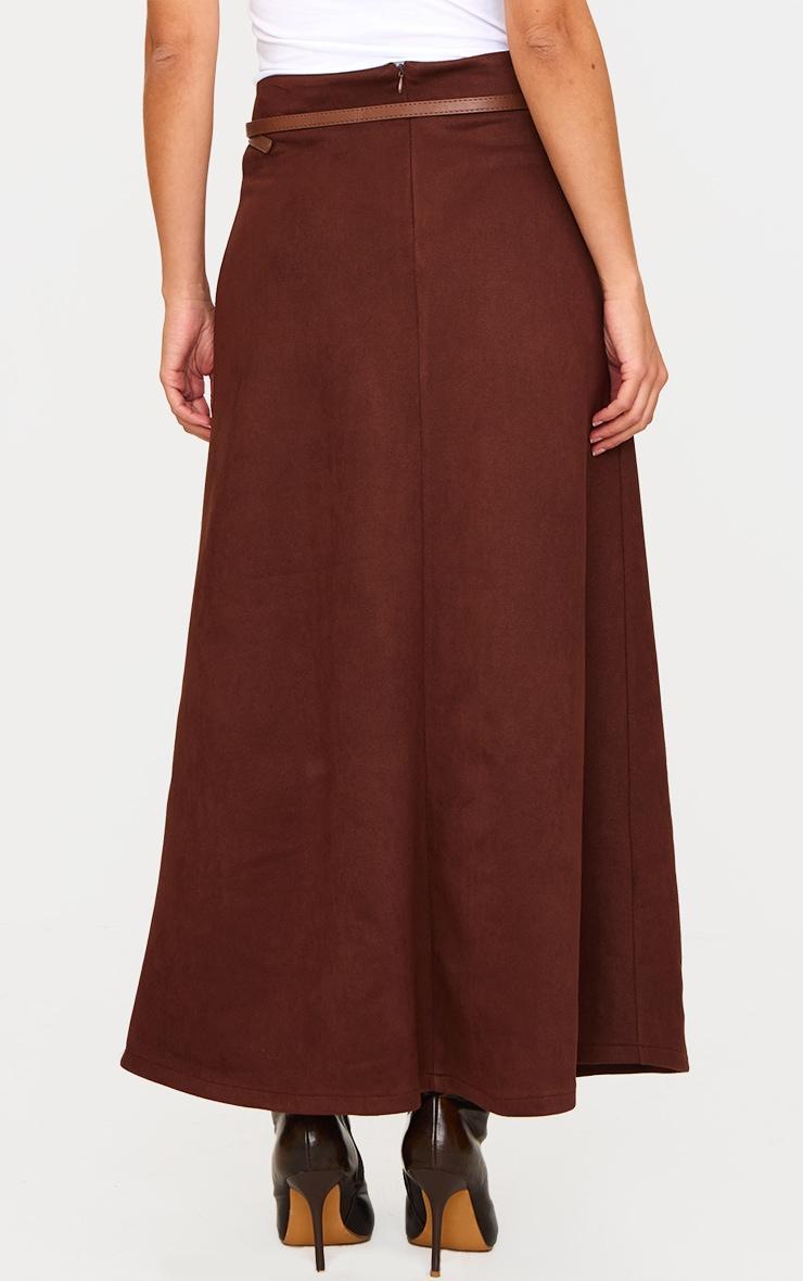 Chocolate Faux Suede Flippy Maxi Skirt Product Image