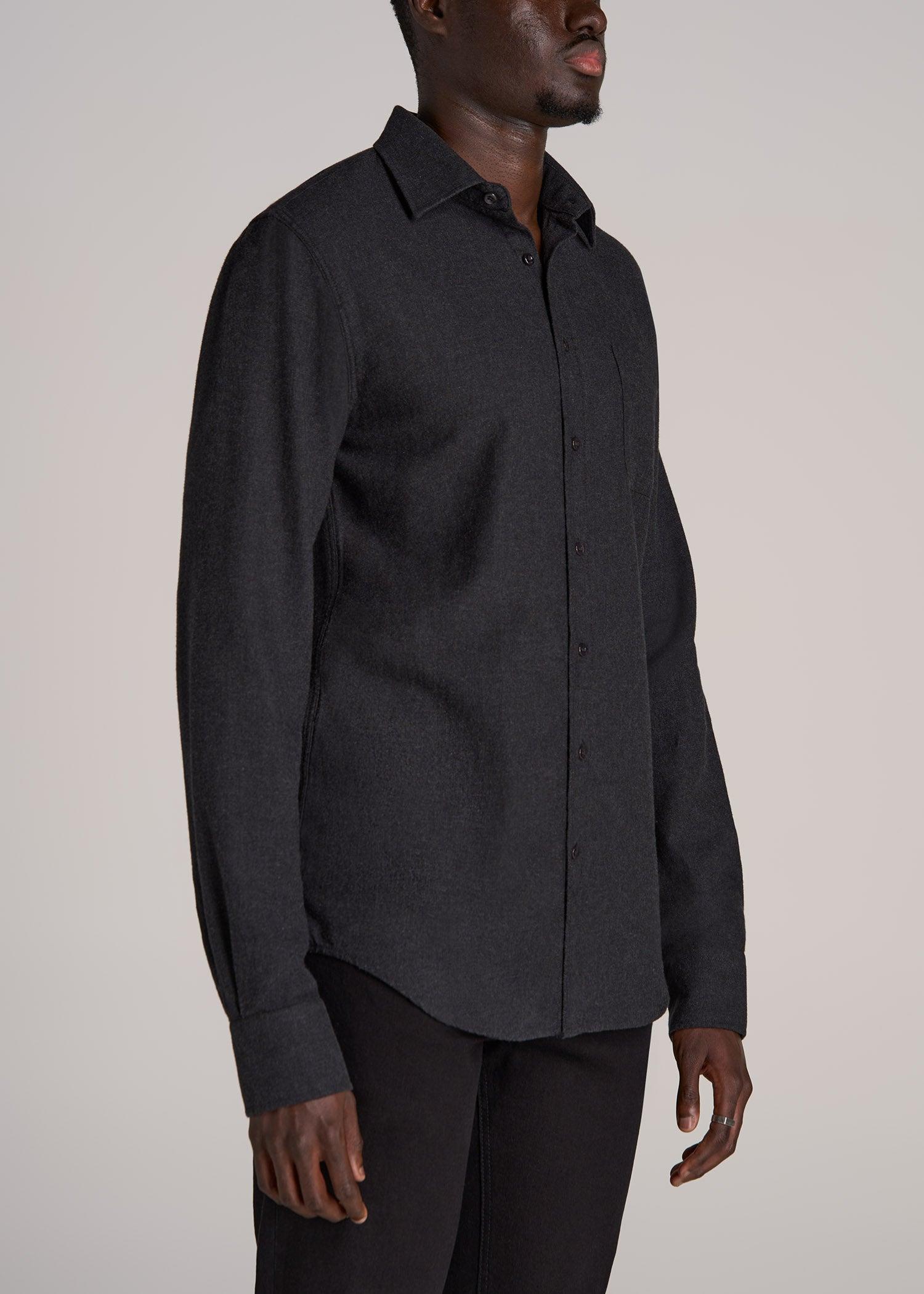 Nelson Flannel Shirt for Tall Men in Charcoal Mix Product Image