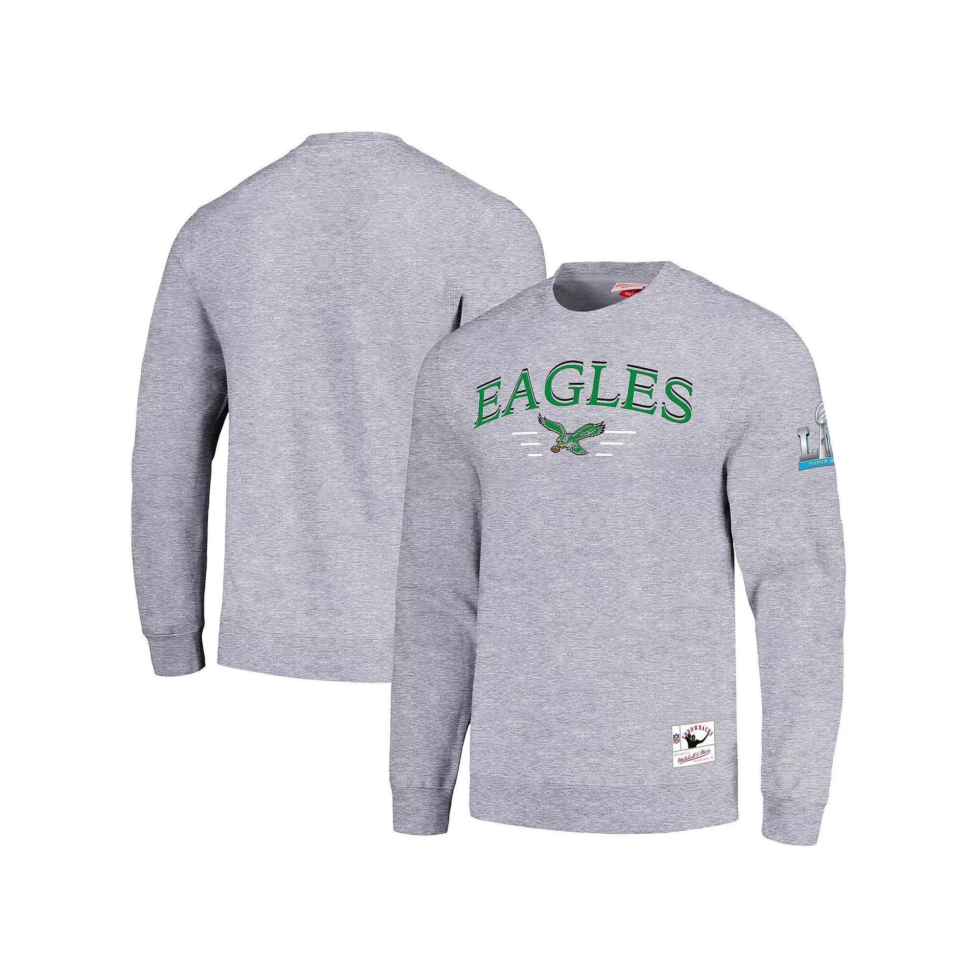 Men's Mitchell & Ness Gray Philadelphia Eagles Rings 2.0 Pullover Sweatshirt,  Product Image