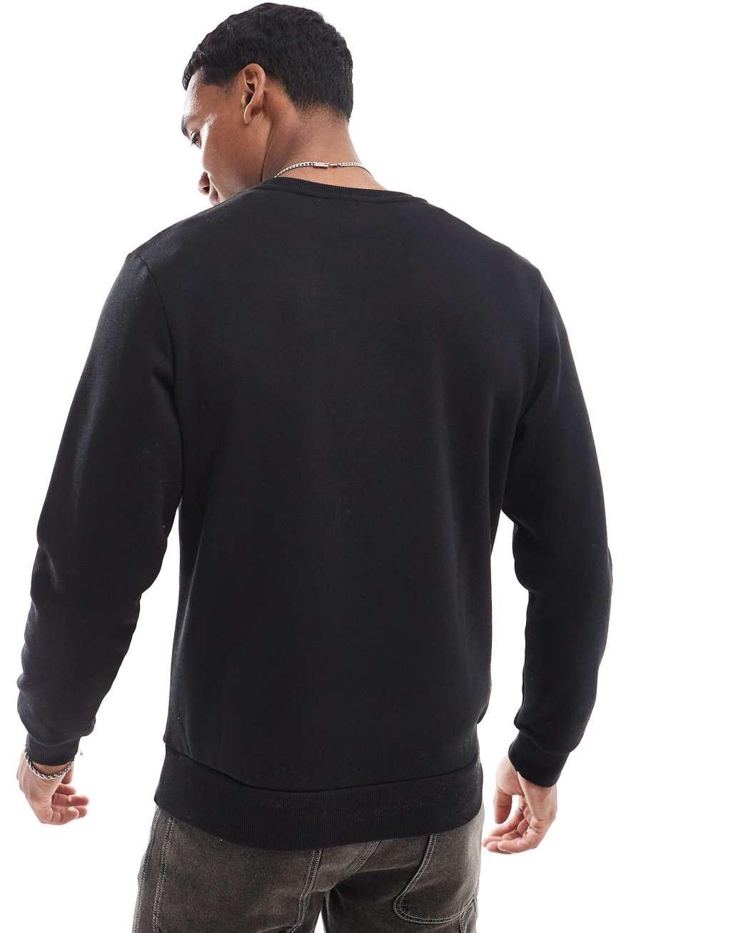 Jack & Jones script logo crew neck sweatshirt in black  Product Image