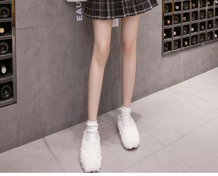 High Rise Plaid Pleated Mini A-Line Skirt Product Image