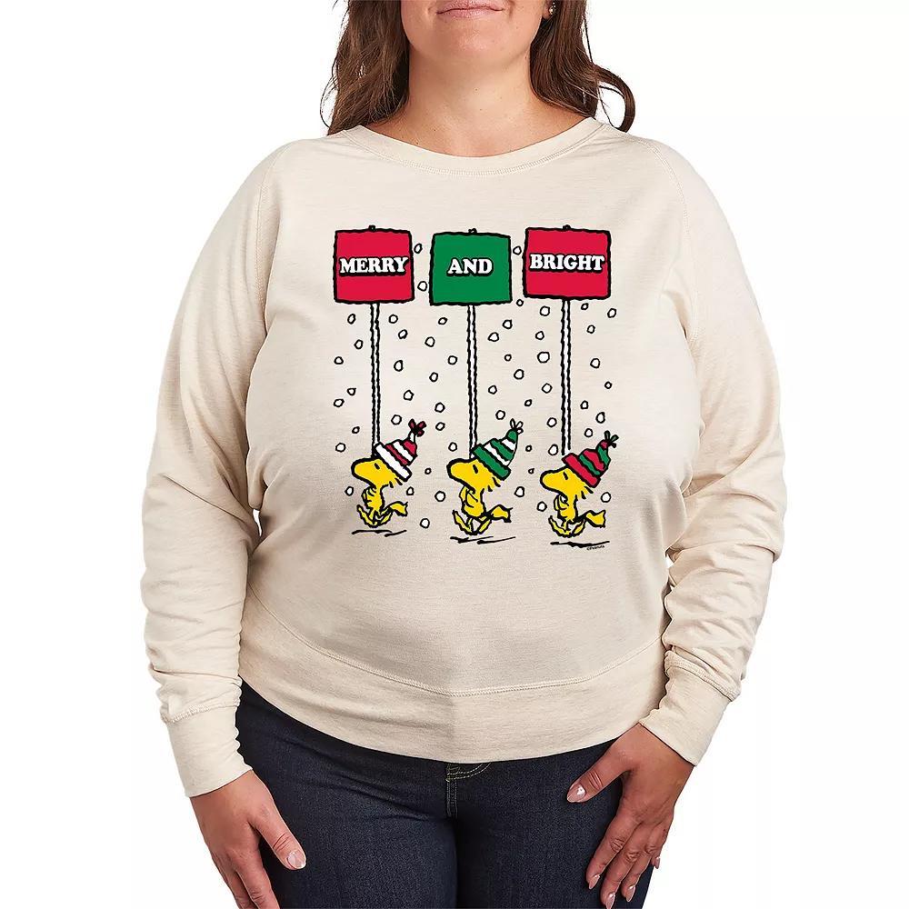 Women's Peanuts Woodstock Merry & Bright French Terry Long Sleeve Tee,  Product Image