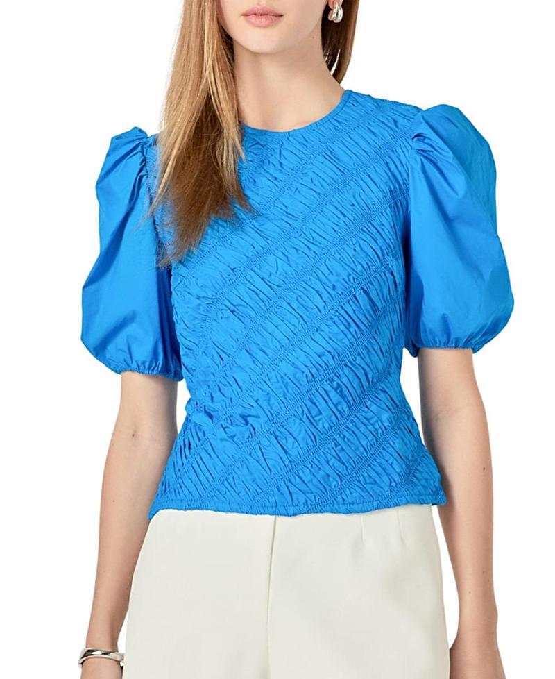 English Factory Womens Asymmetrical Smocked Top Product Image