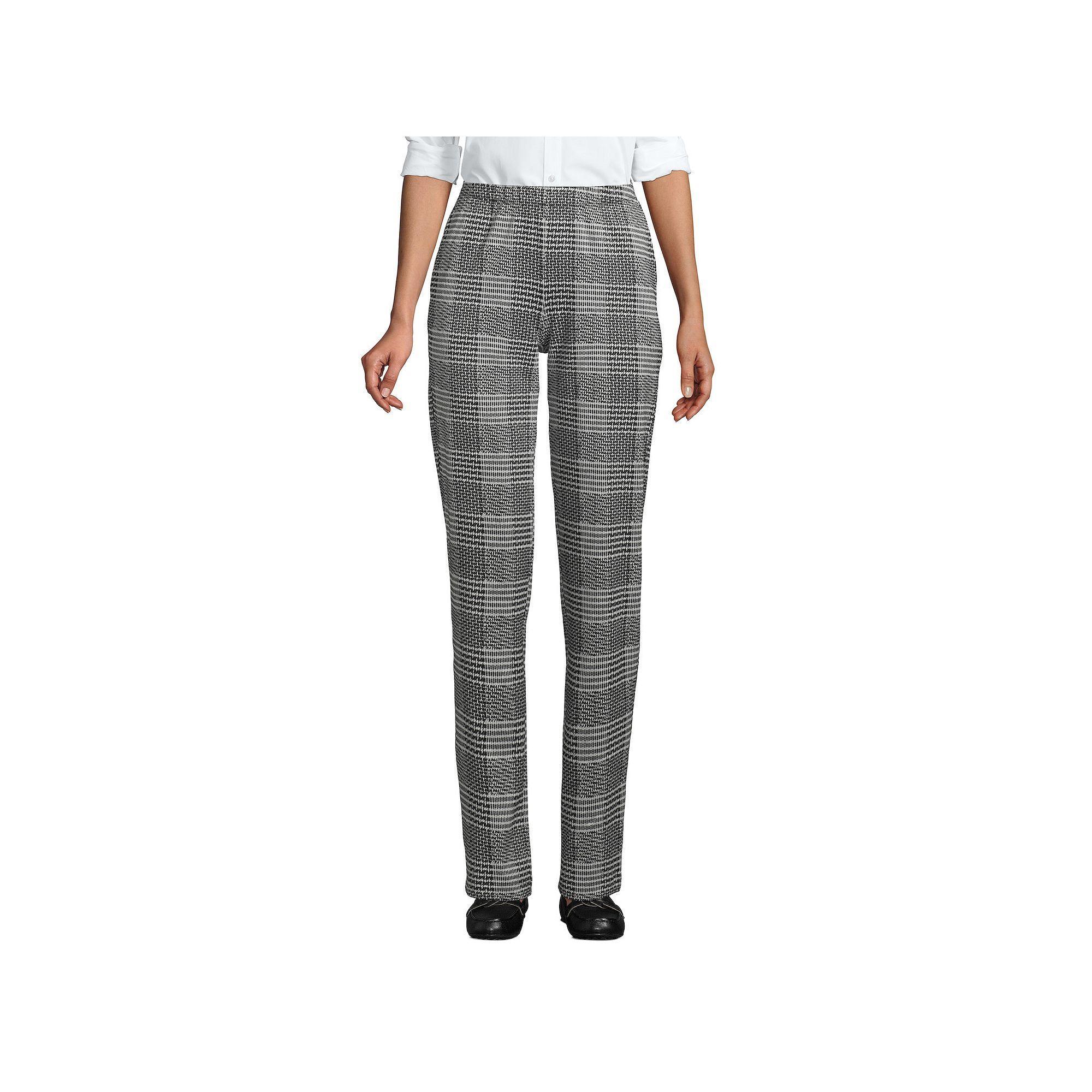 Women's Lands' End Sport Knit High Waist Pants, Size: Large, Black Glen Plaid Product Image