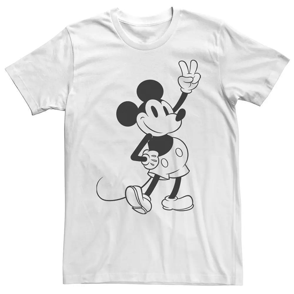 Big & Tall Disney Mickey & Friends Mickey Peace Outline Tee, Men's, Size: 4XL Tall, White Product Image