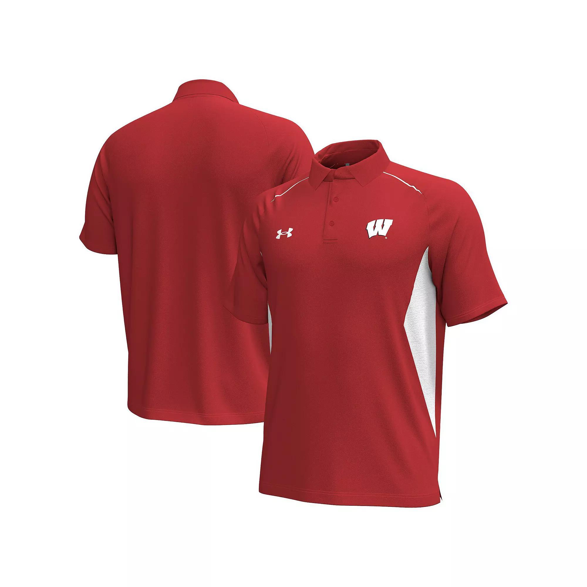 Men's Under Armour Red Wisconsin Badgers Title Performance Polo,  Product Image