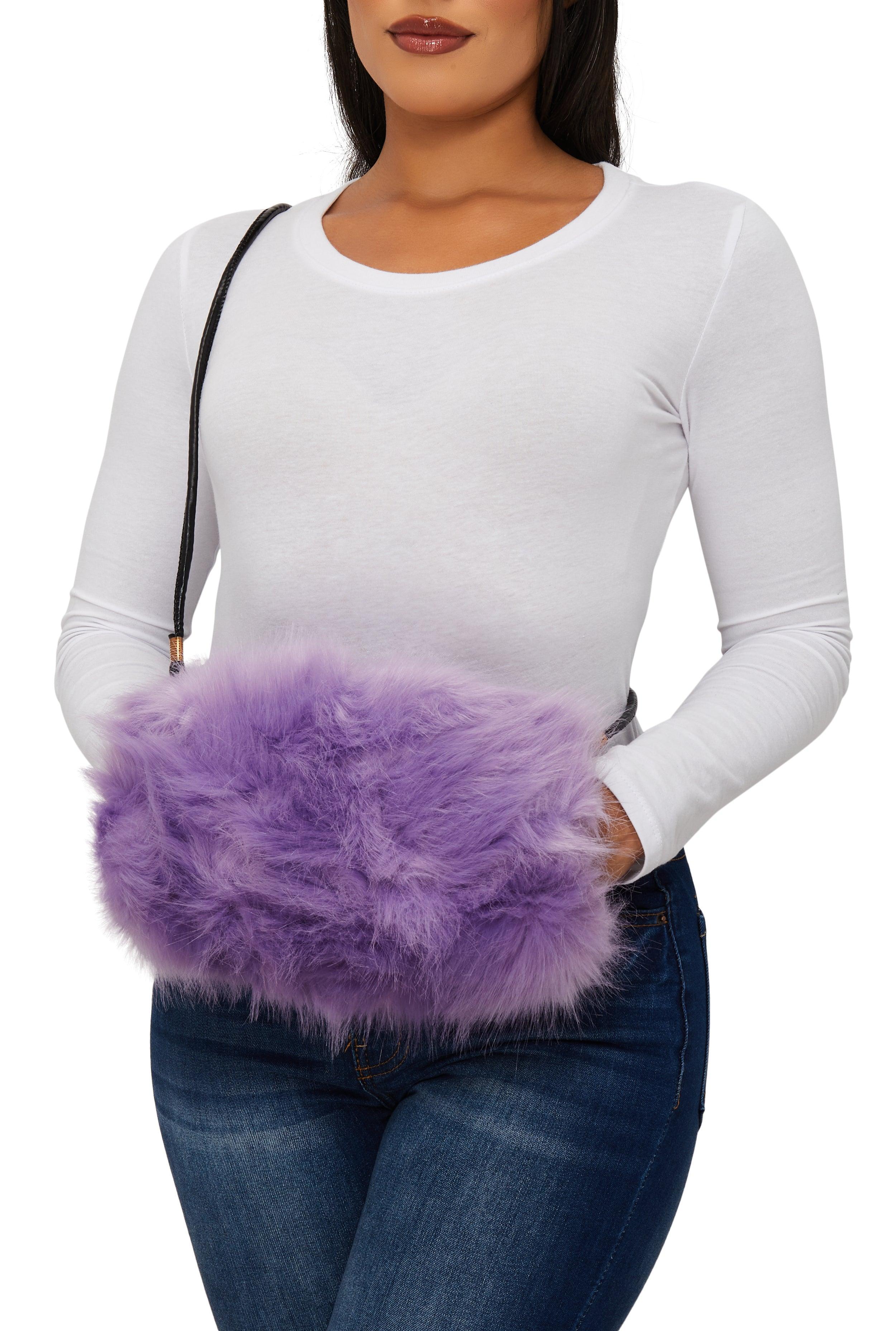 Womens Faux Fur Muff Crossbody Bag Product Image