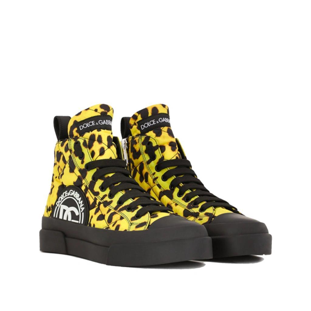 DOLCE & GABBANA Leopard Quilted Sneakers In Yellow Product Image