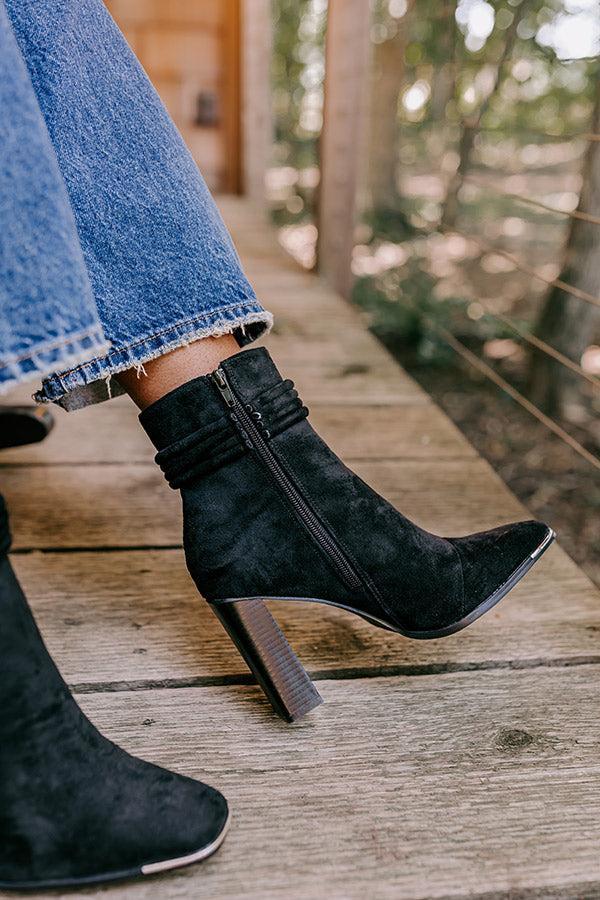 The Luna Faux Suede Bootie In Black Product Image