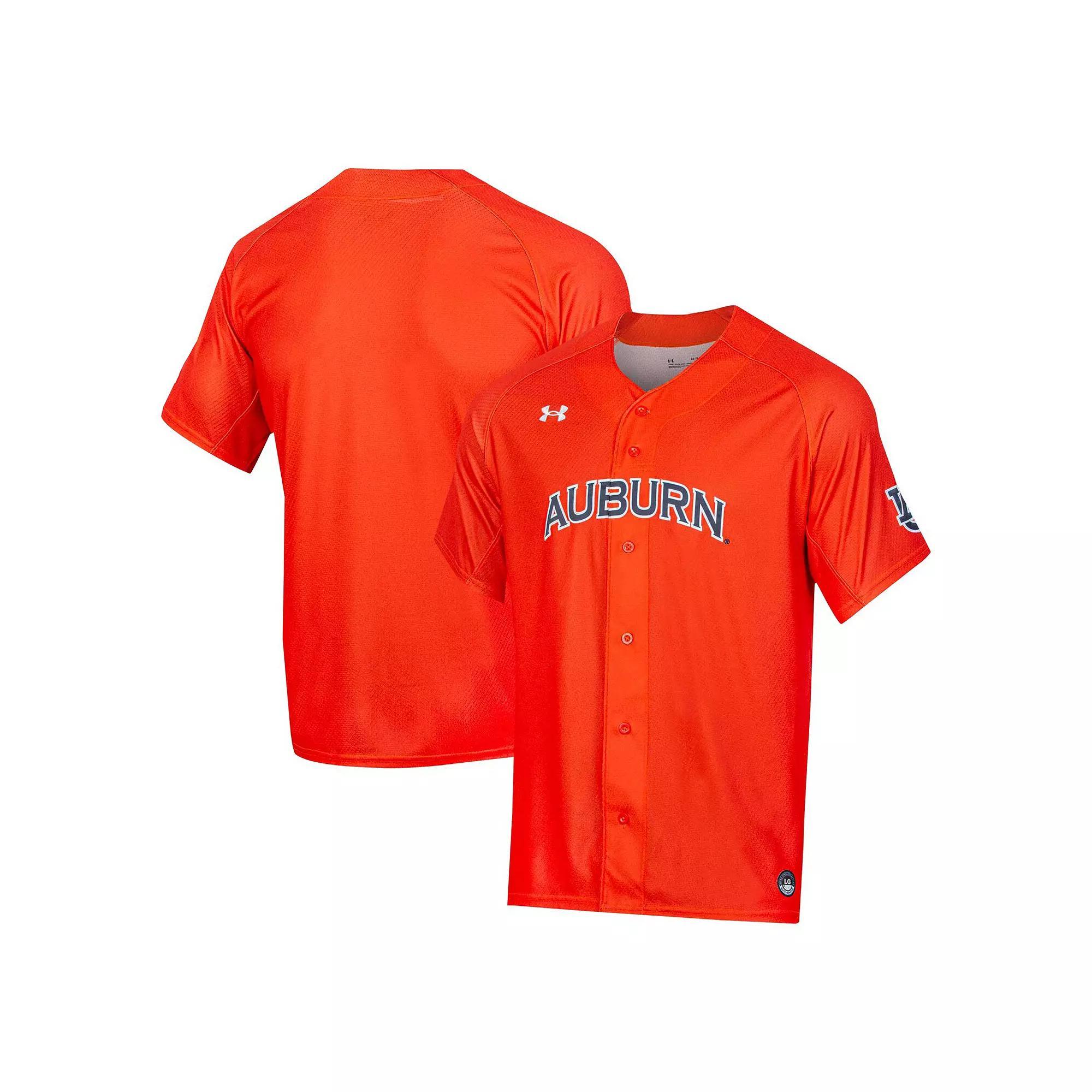 Men's Under Armour Orange Auburn Tigers Replica Full-Button Baseball Jersey, Size: Small Product Image