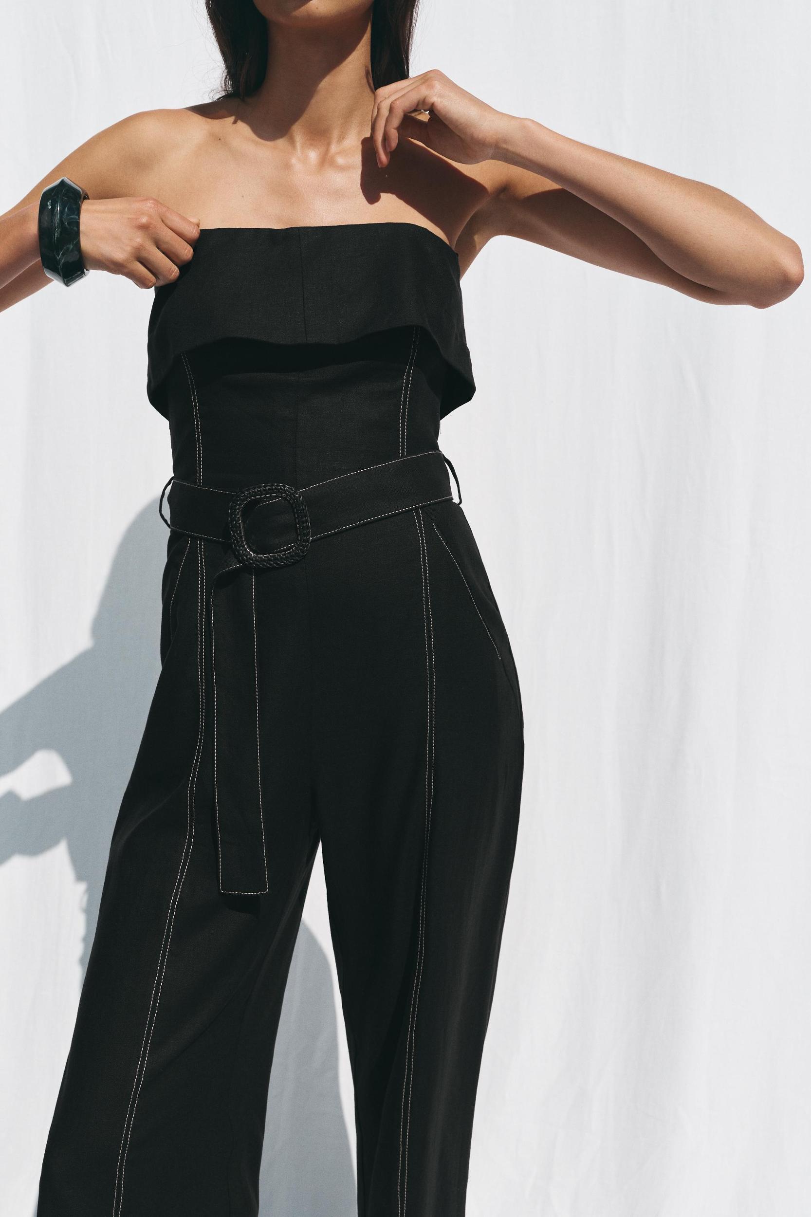 LINEN STRAPLESS JUMPSUIT Product Image