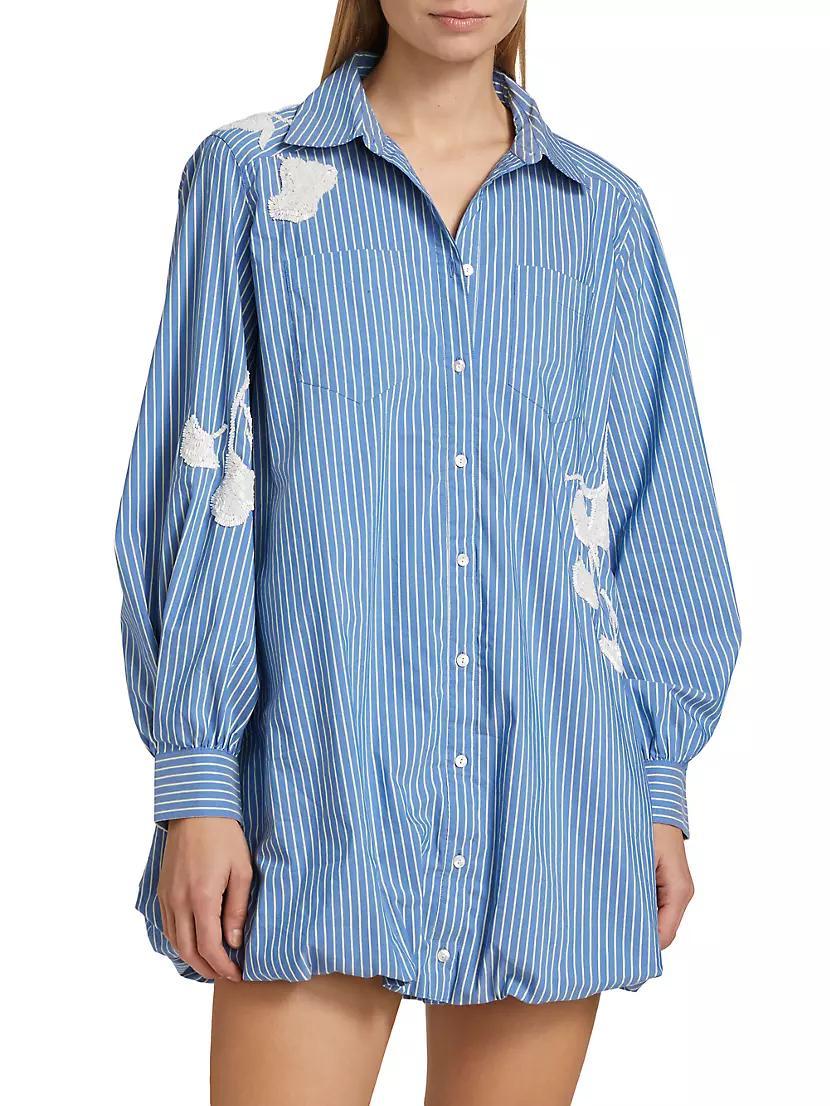 Sutton Embellished Pinstriped Shirtdress Product Image