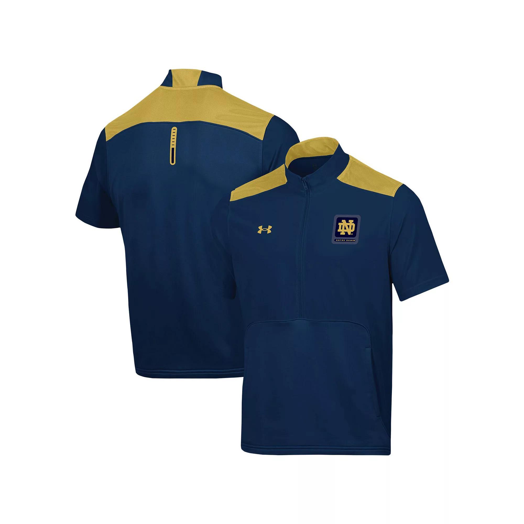 Men's Under Armour Navy Notre Dame Fighting Irish Motivate Half-Zip Jacket, Size: Small, Blue Product Image