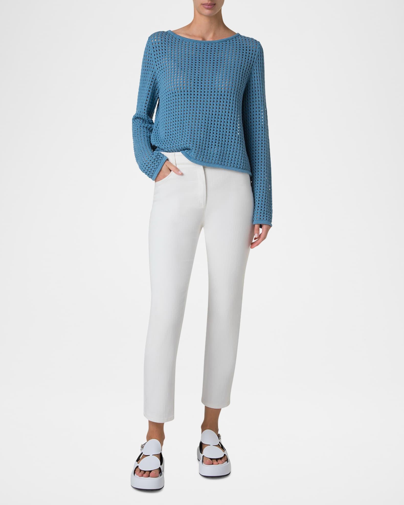 Chunky Cotton Mesh Boatneck Sweater Product Image