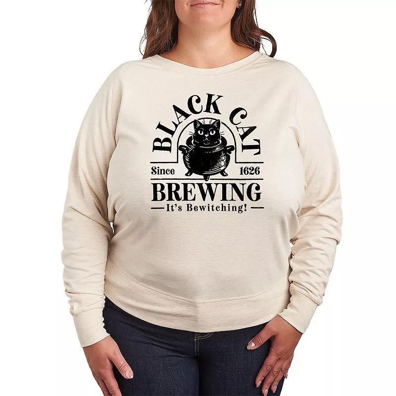 Plus Size Black Cat Brewing Lightweight French Terry Sweatshirt, Womens Product Image