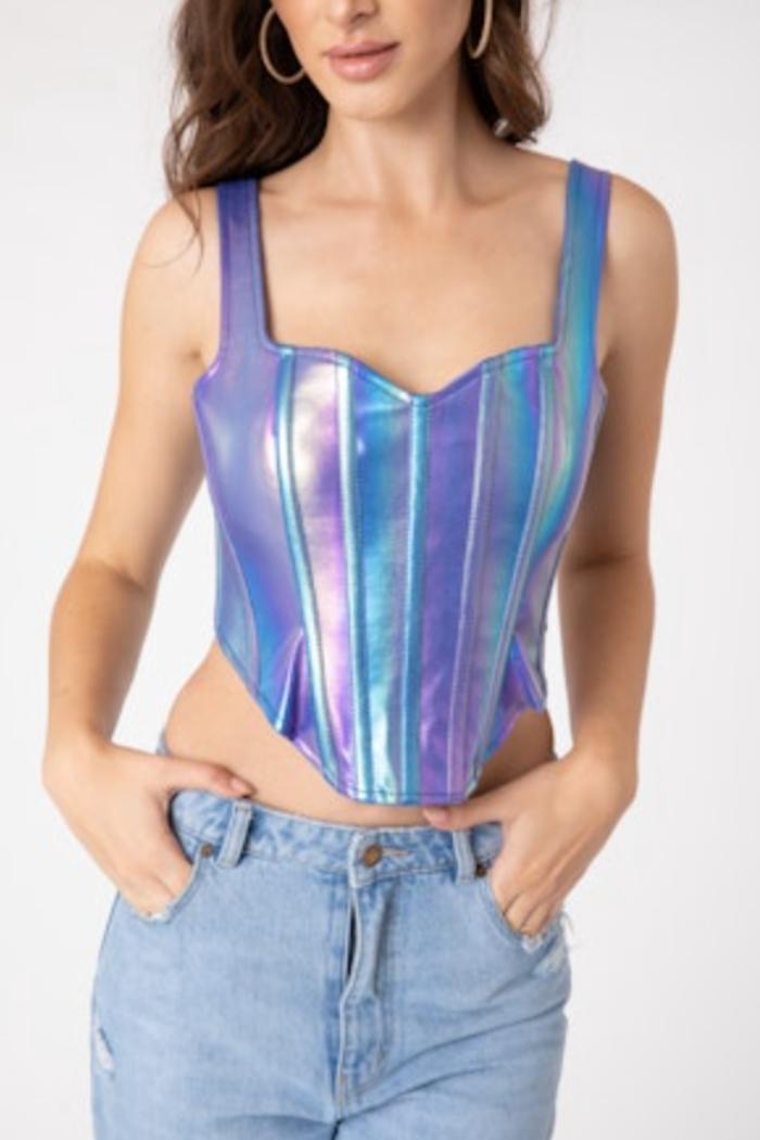 S/L Faux Leather Corset Top Product Image