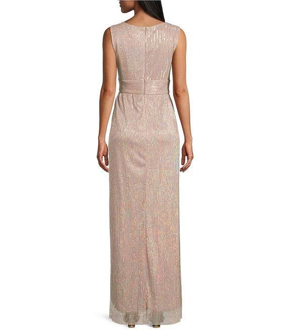 R & M Richards 3/4 Sleeve Surplice V-Neck Matte Jersey Chiffon 2-Piece Jacket Dress Product Image