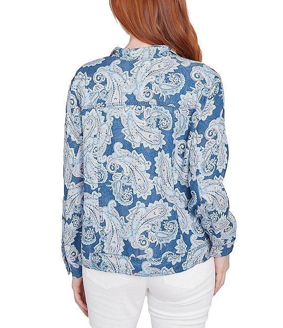 Ruby Rd. Soft Tencel™ Paisley Print Point Collar Long Sleeve Button-Front Jacket Product Image