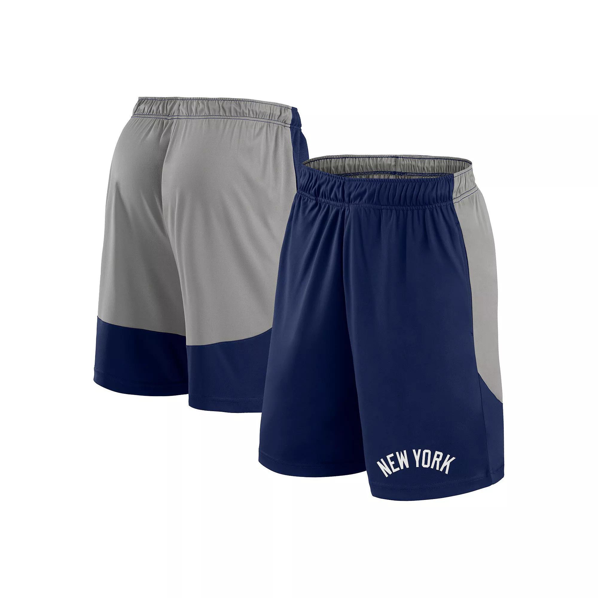 Men's Fanatics Navy/Gray New York Yankees Launch Polyester Shorts, Size: Small, Blue Product Image