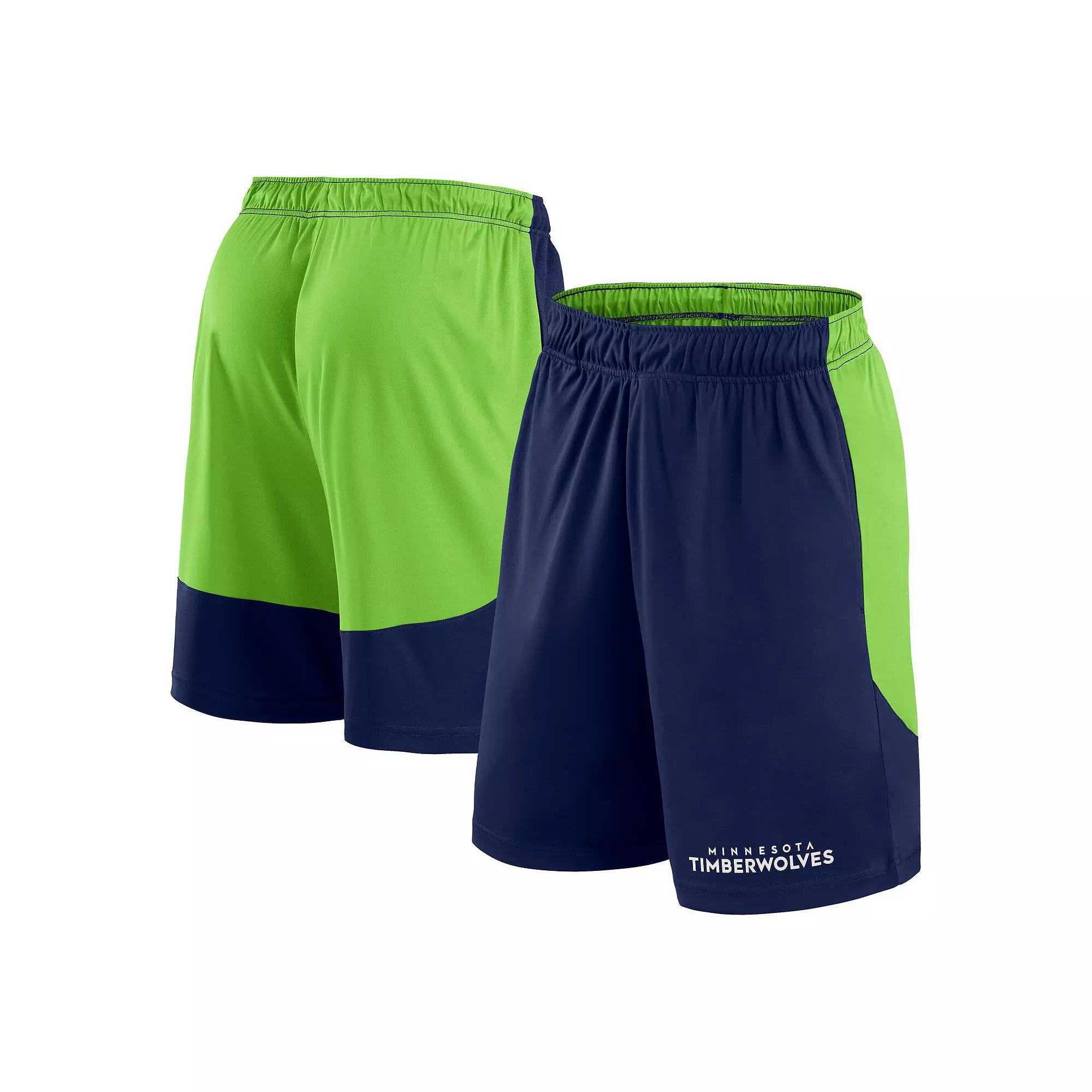 Men's Navy/Green Minnesota Timberwolves Launch Performance Shorts, Size: 3XL, Blue Product Image