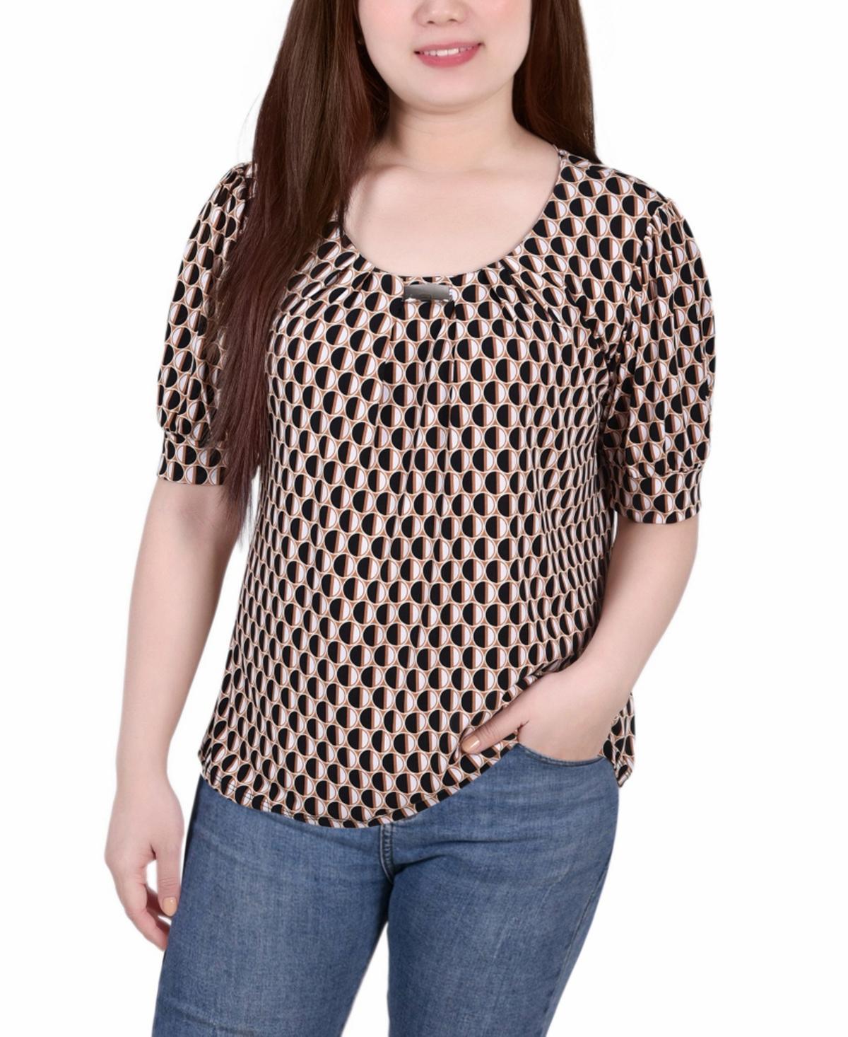 Petite Printed Balloon Sleeve Top Product Image