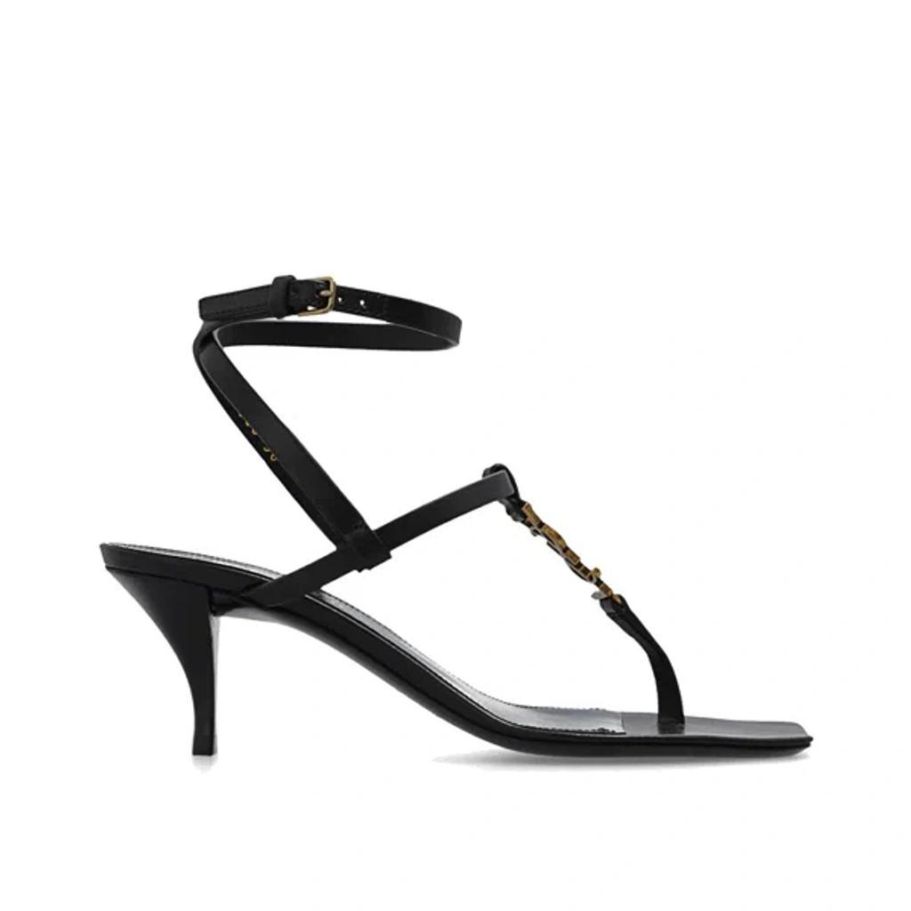 SAINT LAURENT 60mm Cassandra Leather Sandals In Nero Product Image