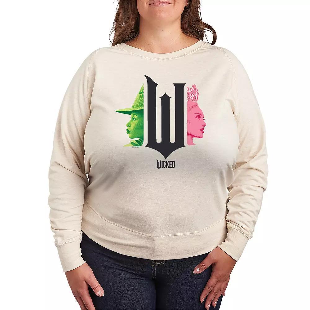 Plus Size Wicked Elphaba & Glinda French Terry Long Sleeve Tee, Women's, Size: 1XL, Brown Product Image