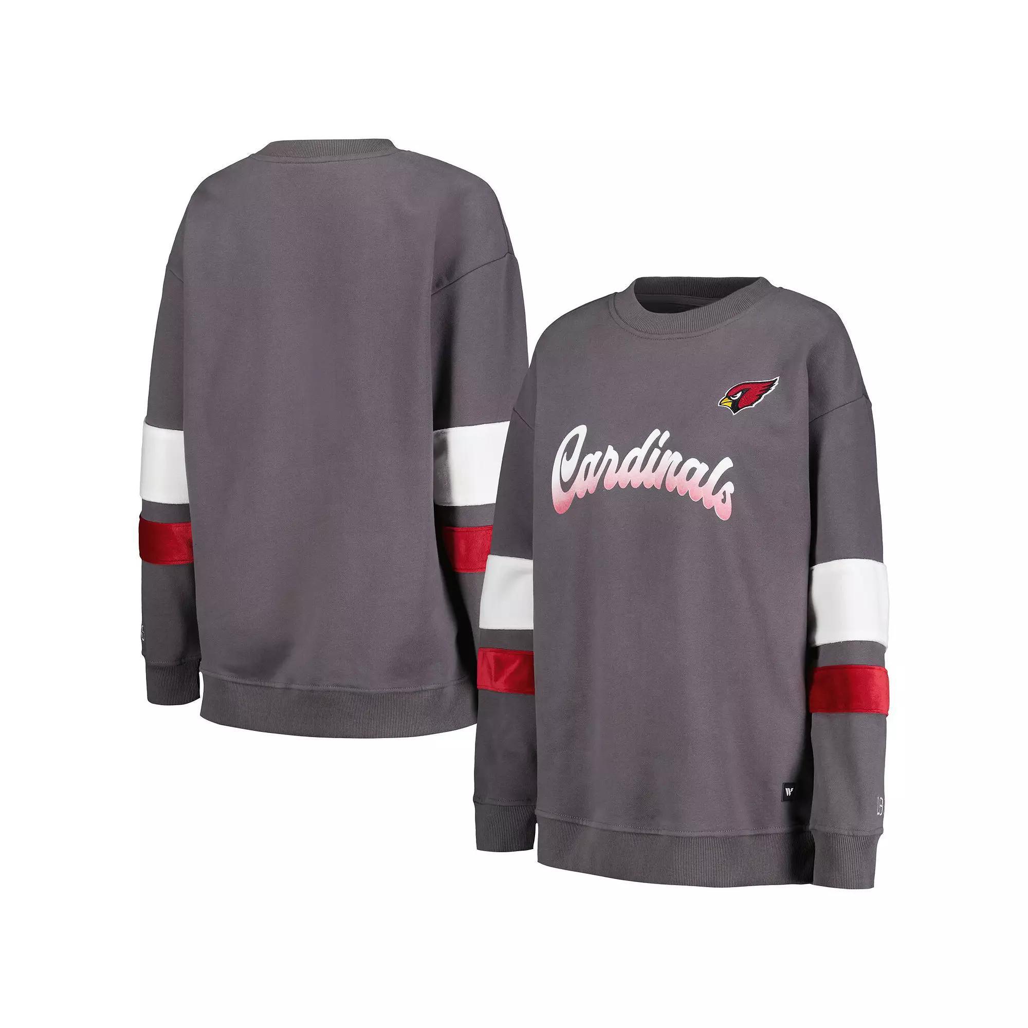 Women's The Wild Collective Charcoal Arizona Cardinals Fleece Pullover Sweatshirt,  Product Image