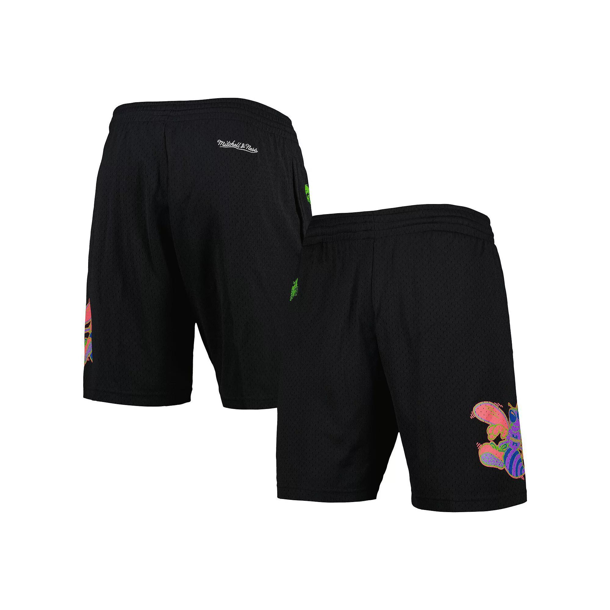 Men's Mitchell & Ness Black Charlotte Hornets Hardwood Classics Color Bomb Energy Shorts, Size: XL, Chr Black Product Image