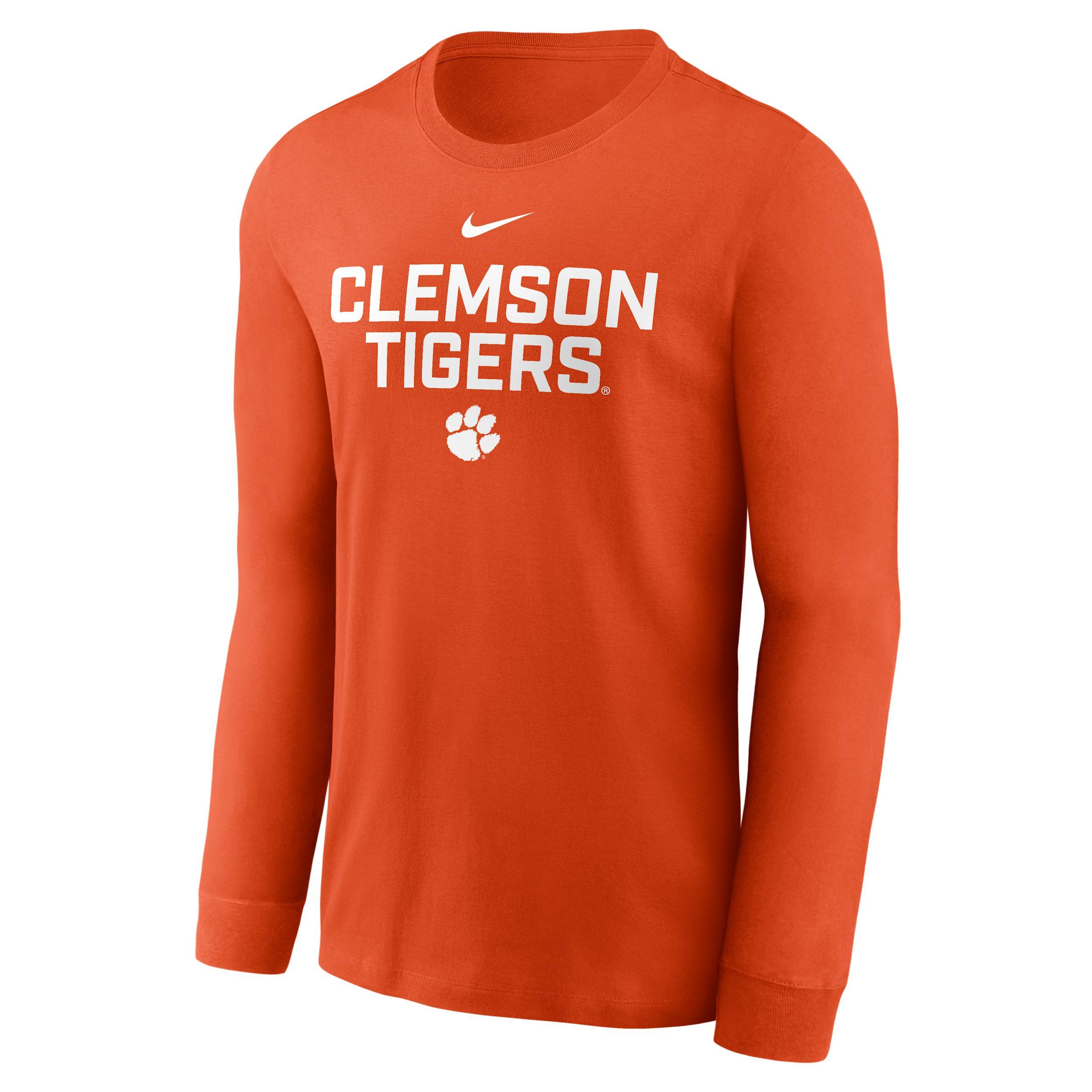 Clemson Sideline Nike Mens Dri-FIT College Long-Sleeve T-Shirt | 02EW89MCLN-PGE Product Image
