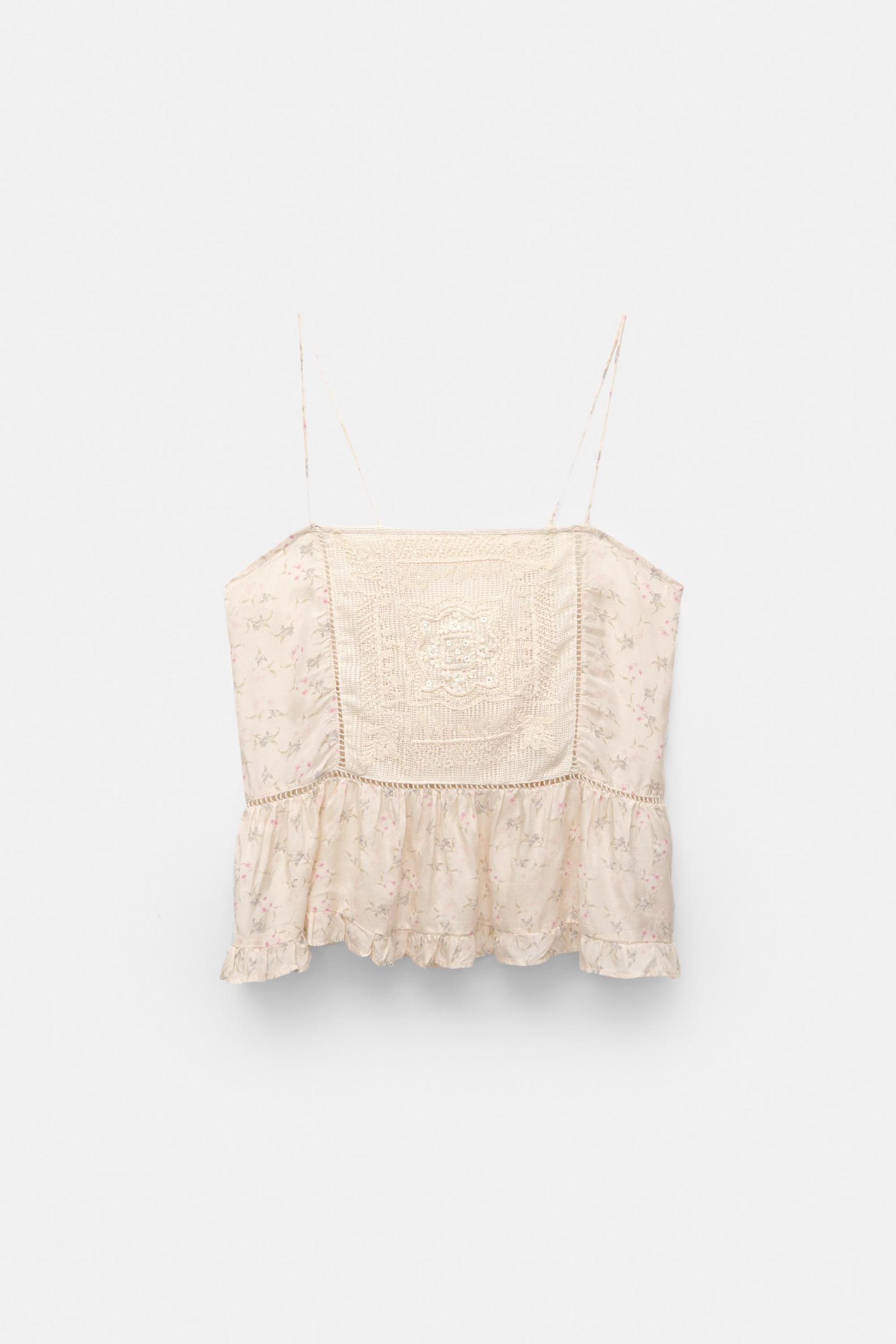 Embroidered floral top Product Image